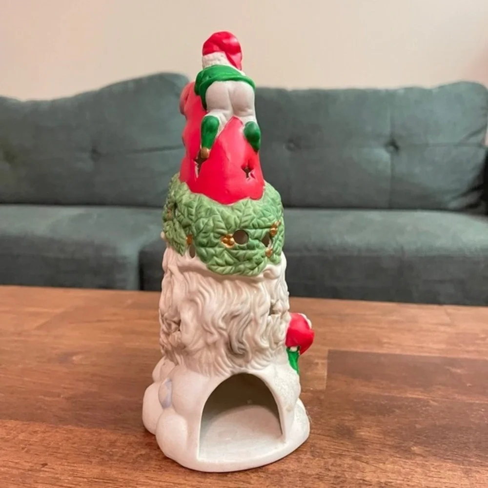 Vtg Santa‎ Elves Celestial Crescent Moon Star Christmas tealight 9